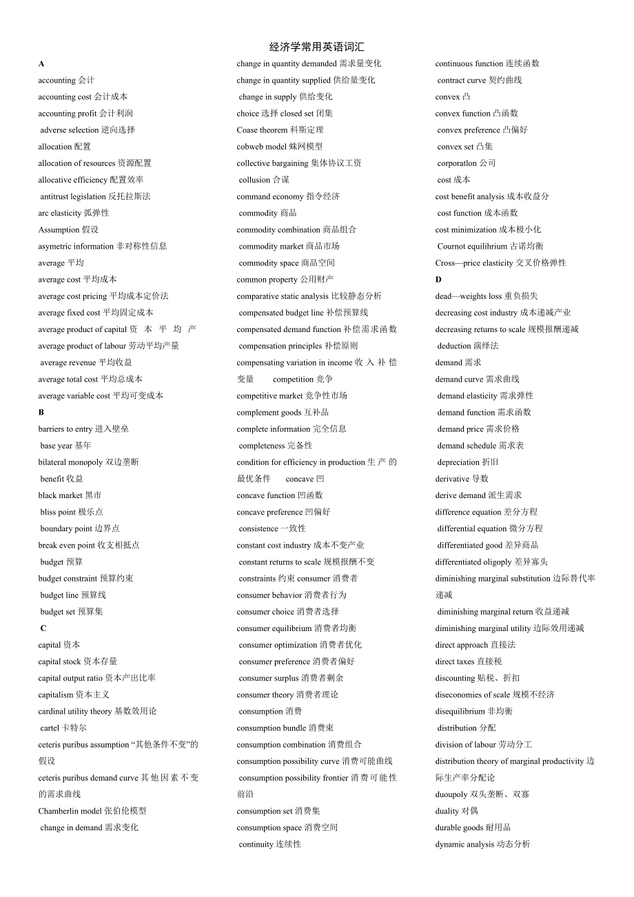经济学常用英语词汇_第1页