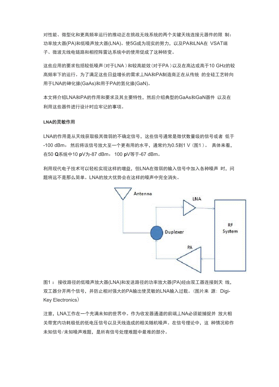 无线设计中LNA和PA的基本原理_第1页