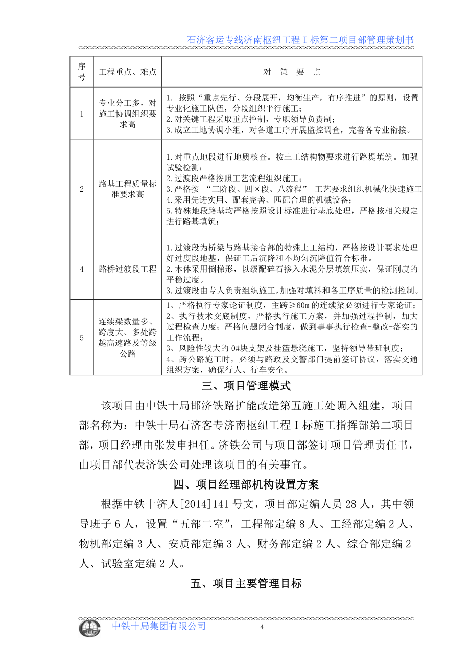 石济客运专线济南枢纽工程I标项目管理策划书_第4页
