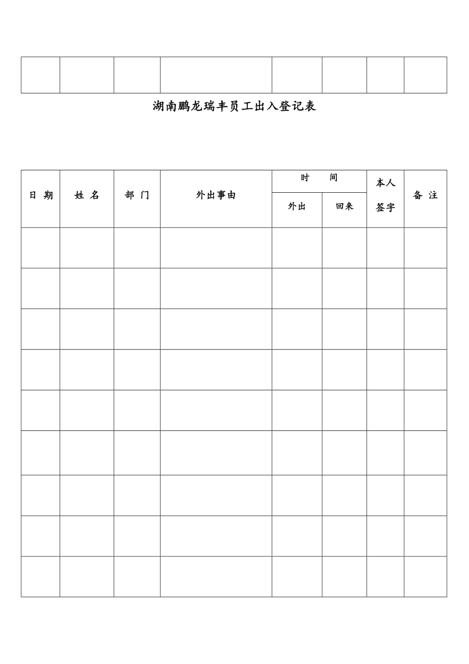 企业员工出入登记表_第2页