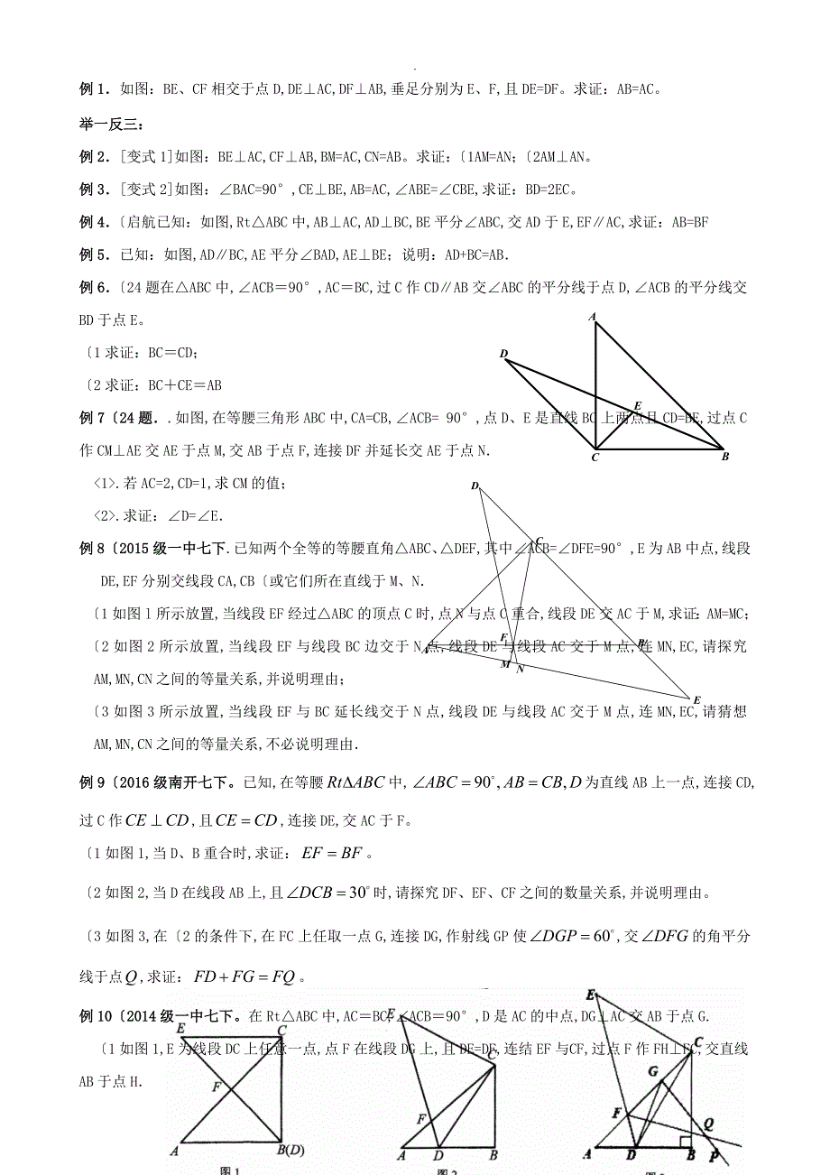 初中数学专题复习全等三角形_第2页
