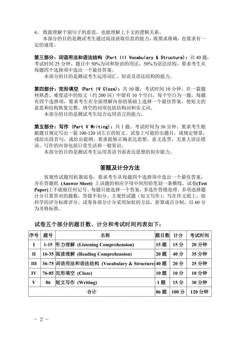 广东省成人高等教育学士学位外语水平考试英语考试大纲及样题_第4页