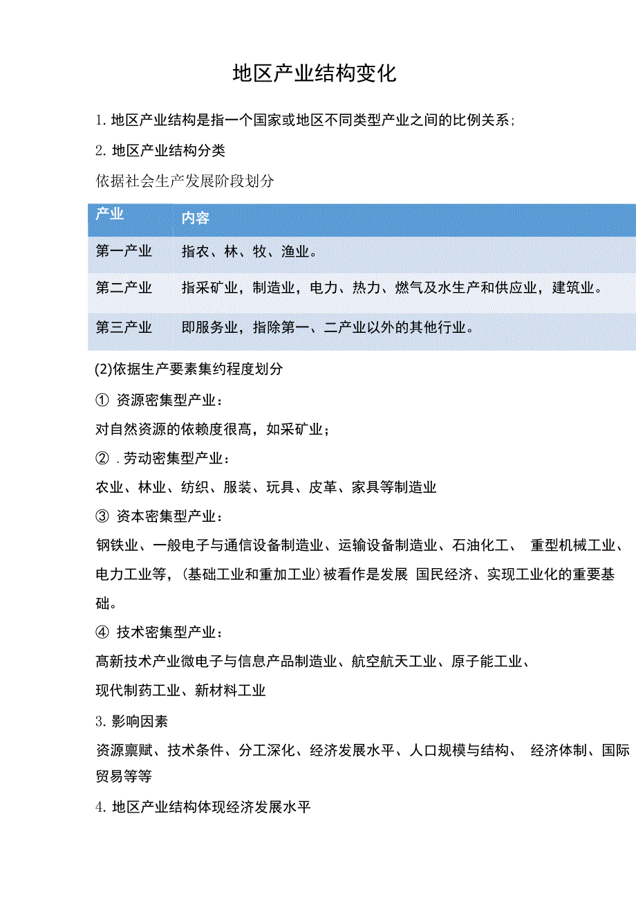 地区产业结构的变化知识点 2022_第1页