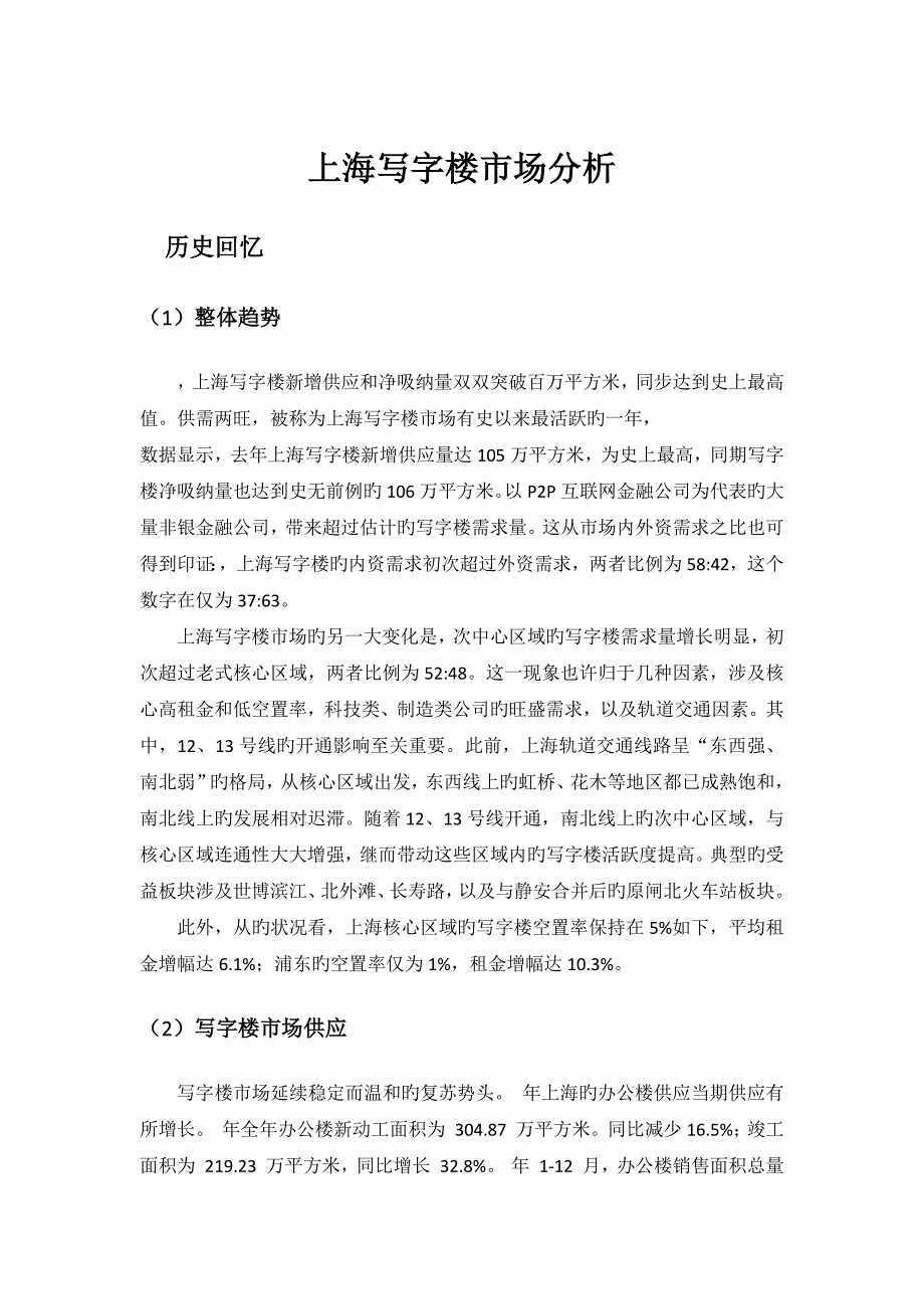 上海写字楼市场分析_第1页