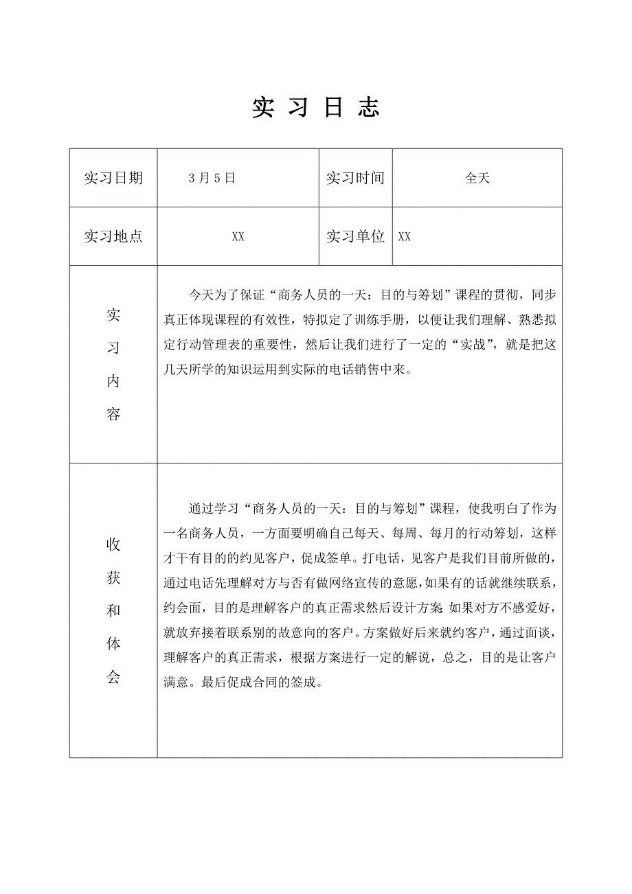 电话销售实习日志42篇_第5页