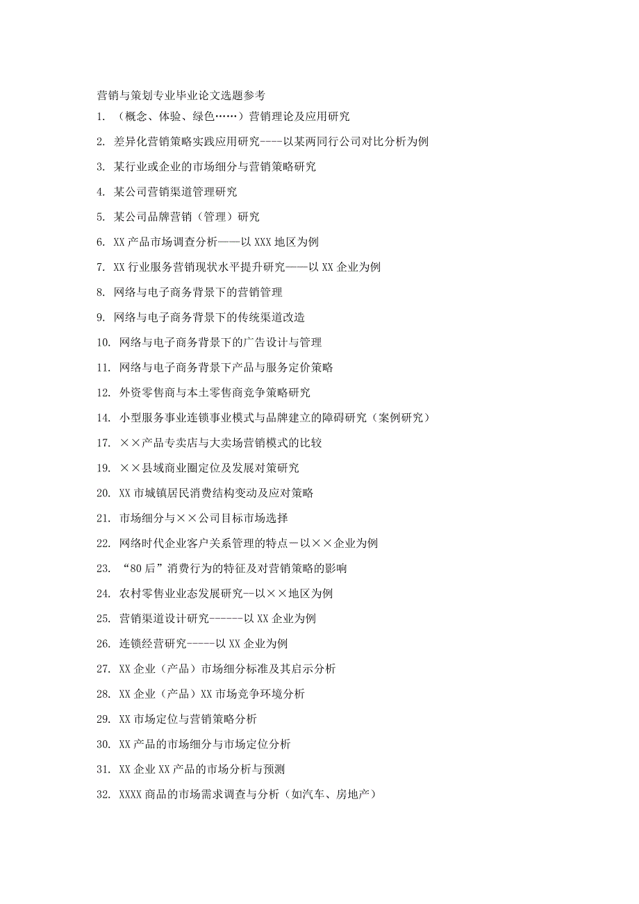 营销与策划专业毕业论文选题参考_第1页