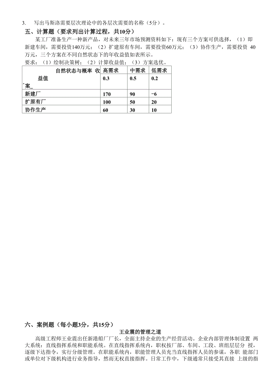 管理学试卷_第3页