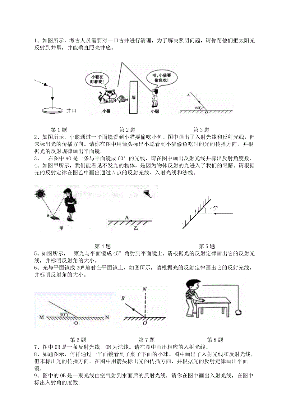 人教版八年级物理光的反射作图题_第1页