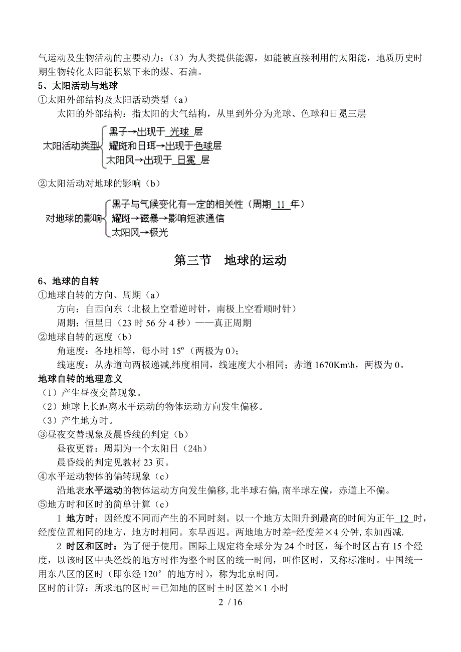 湘教版高中地理必修1复习提纲_第2页