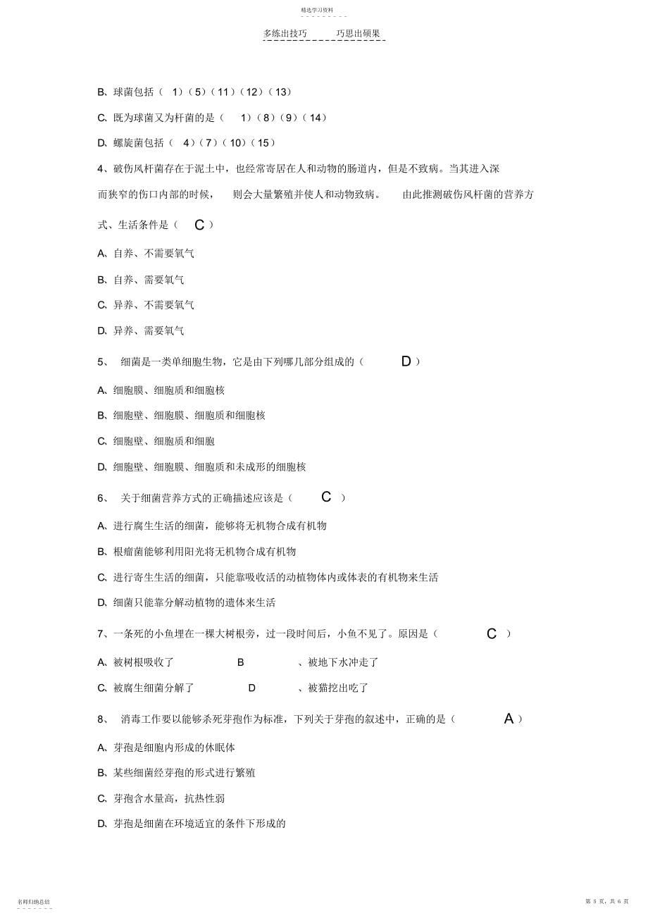 2022年人教版生物八年级上册第四章第二节细菌_第5页