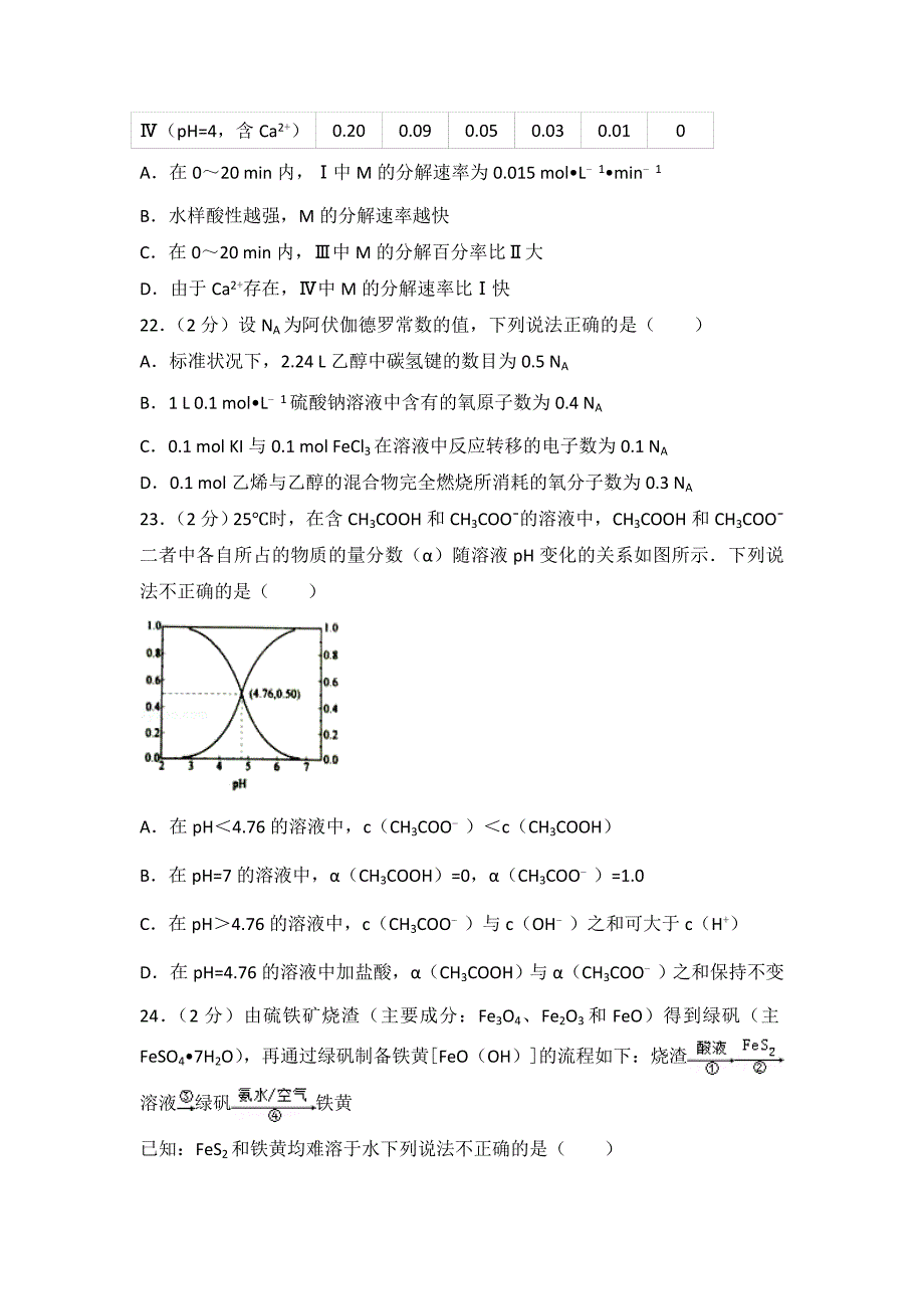 2017年4月浙江选考化学试卷及答案_第5页