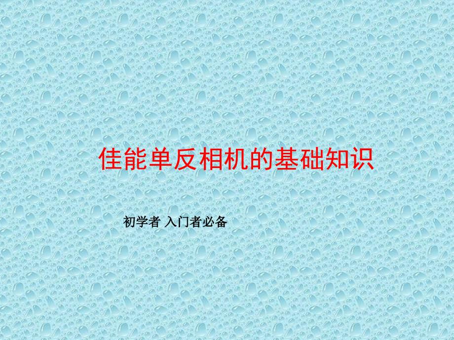 单反相机的基础知识单反相机入门教程初学者必备_第1页