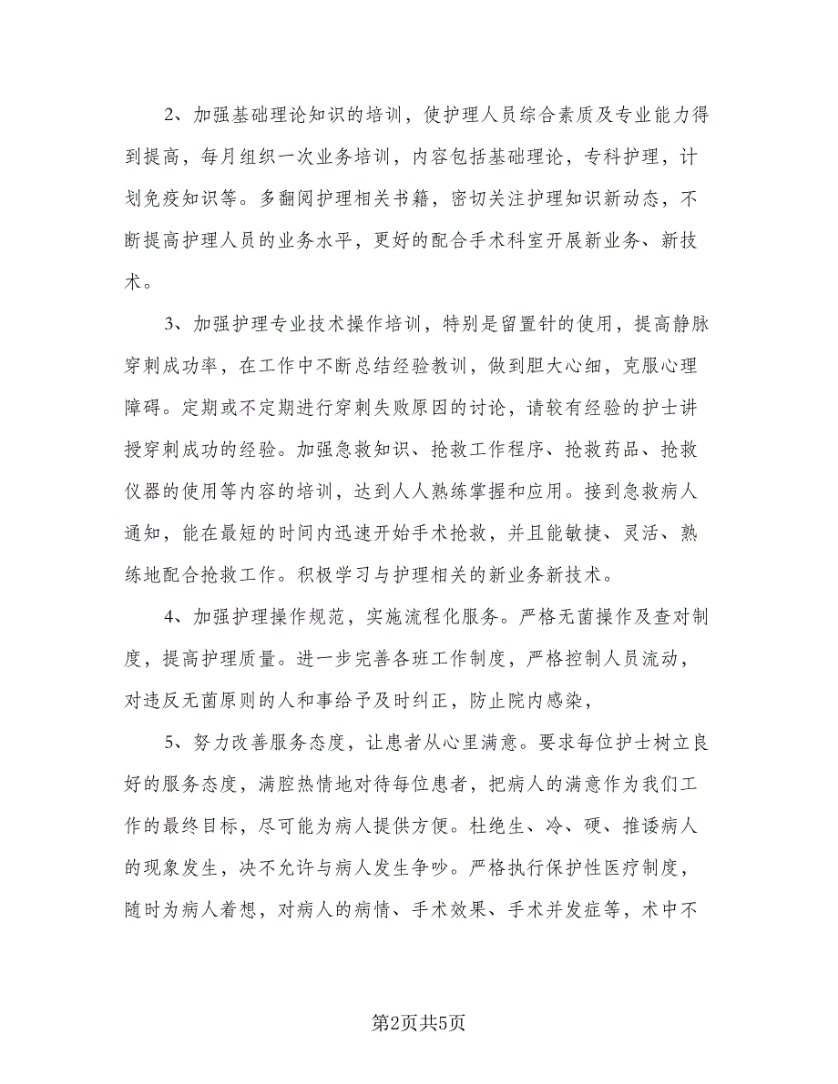 手术室年度优秀工作计划例文（二篇）.doc_第2页