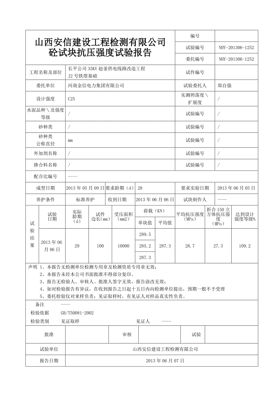 砼试块抗压强度试验报告_第1页