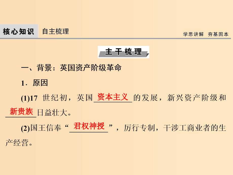 2019版高考历史大一轮复习必考部分第二单元古代希腊罗马和近代西方的政治制度第4讲英国君主立宪制的确立课件新人教版.ppt_第4页