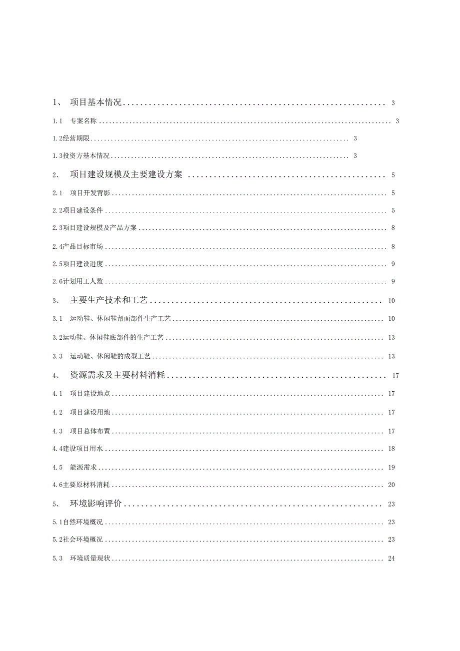 江西鞋业公司项目可研报告_第1页