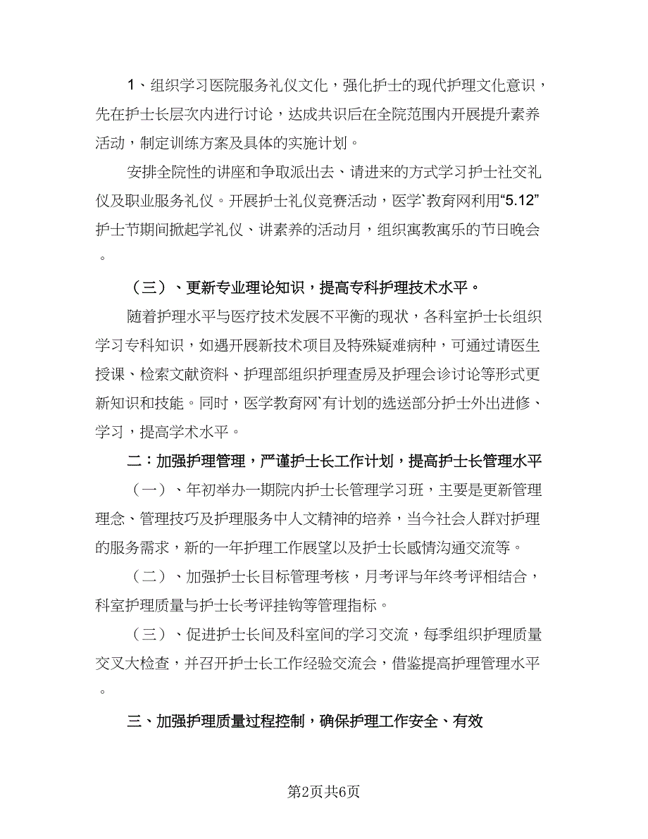 2023年护士长个人年度工作计划格式范文（二篇）.doc_第2页