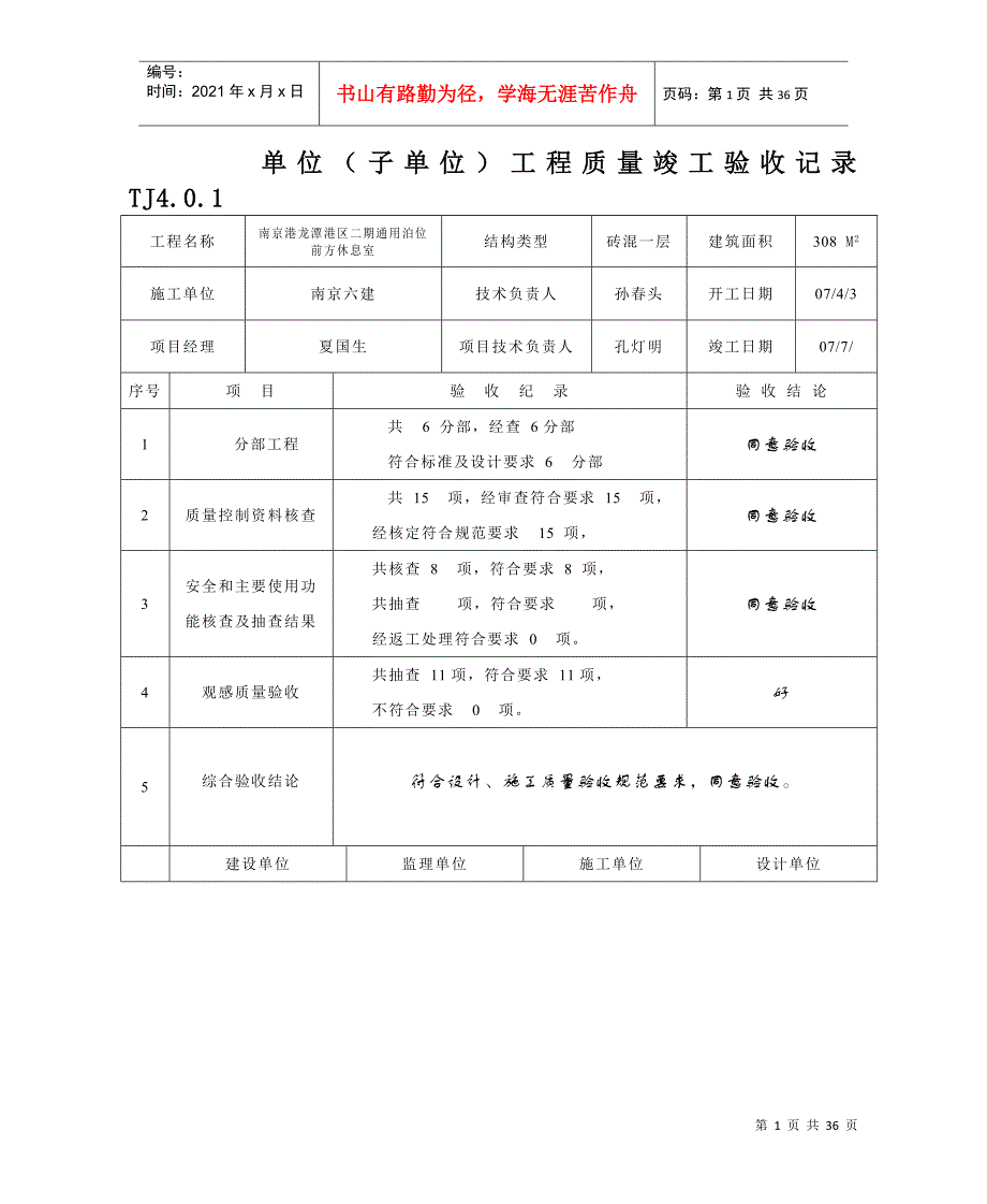 (零星)单位工程观感质量评定表_第1页