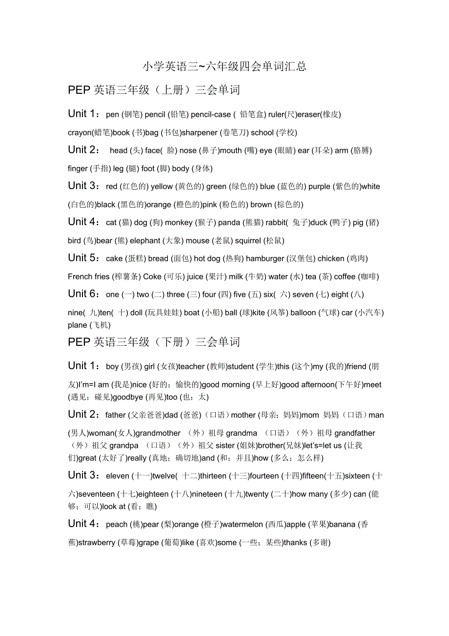 小学英语三~六年级四会单词汇总.doc_第1页