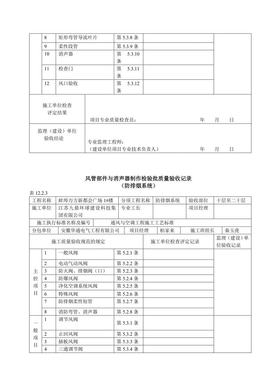 最新风管部件与消声器制作检验批质量验收记录(防排烟)_第2页