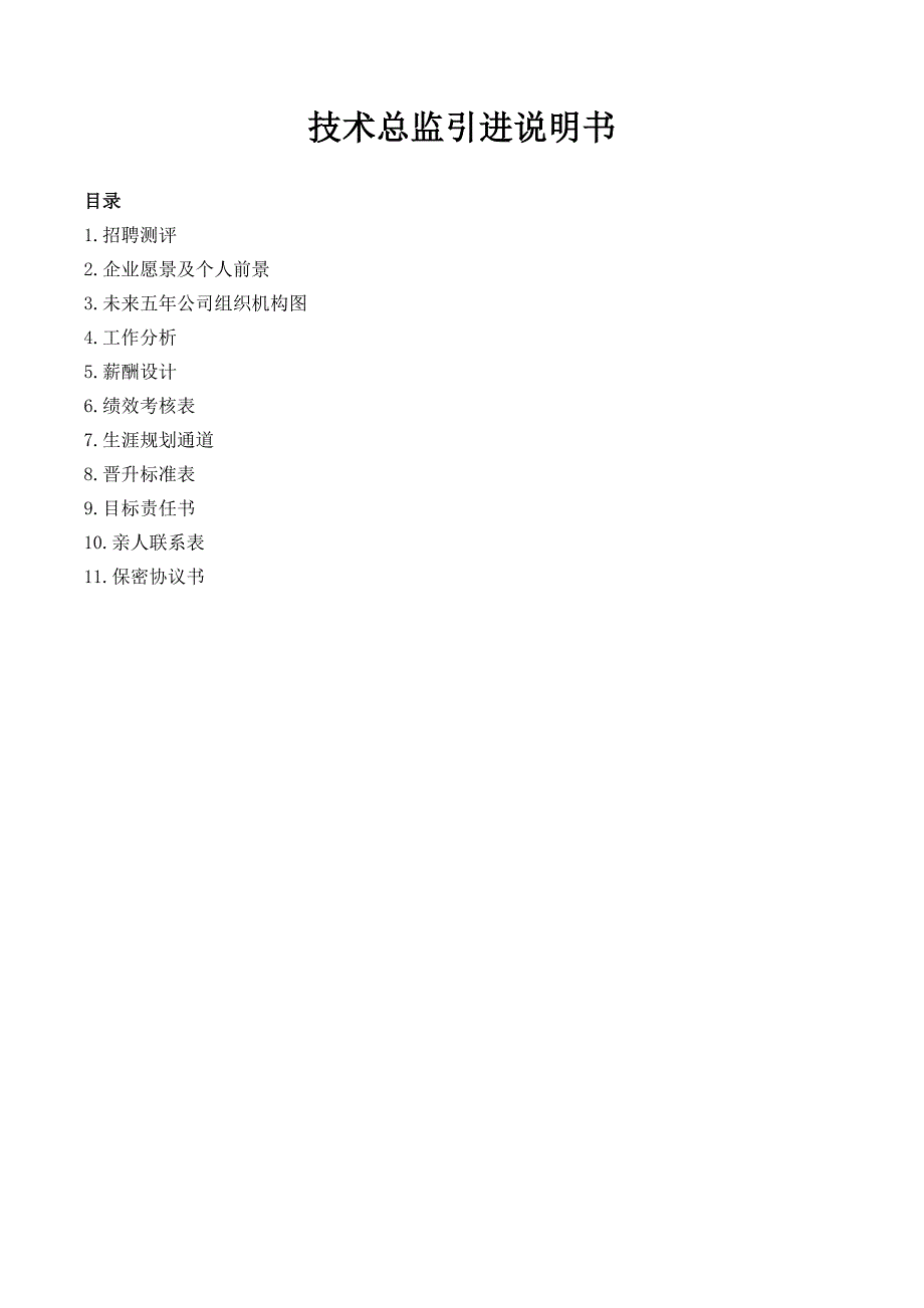 技术总监引进说明书(高层引进)_第1页