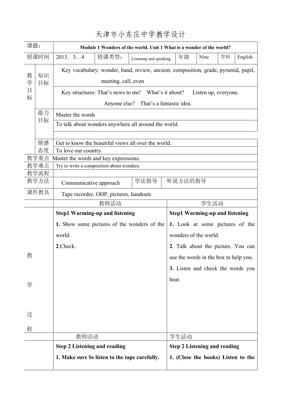 Unit1九上M1Unit1教学设计.doc_第1页