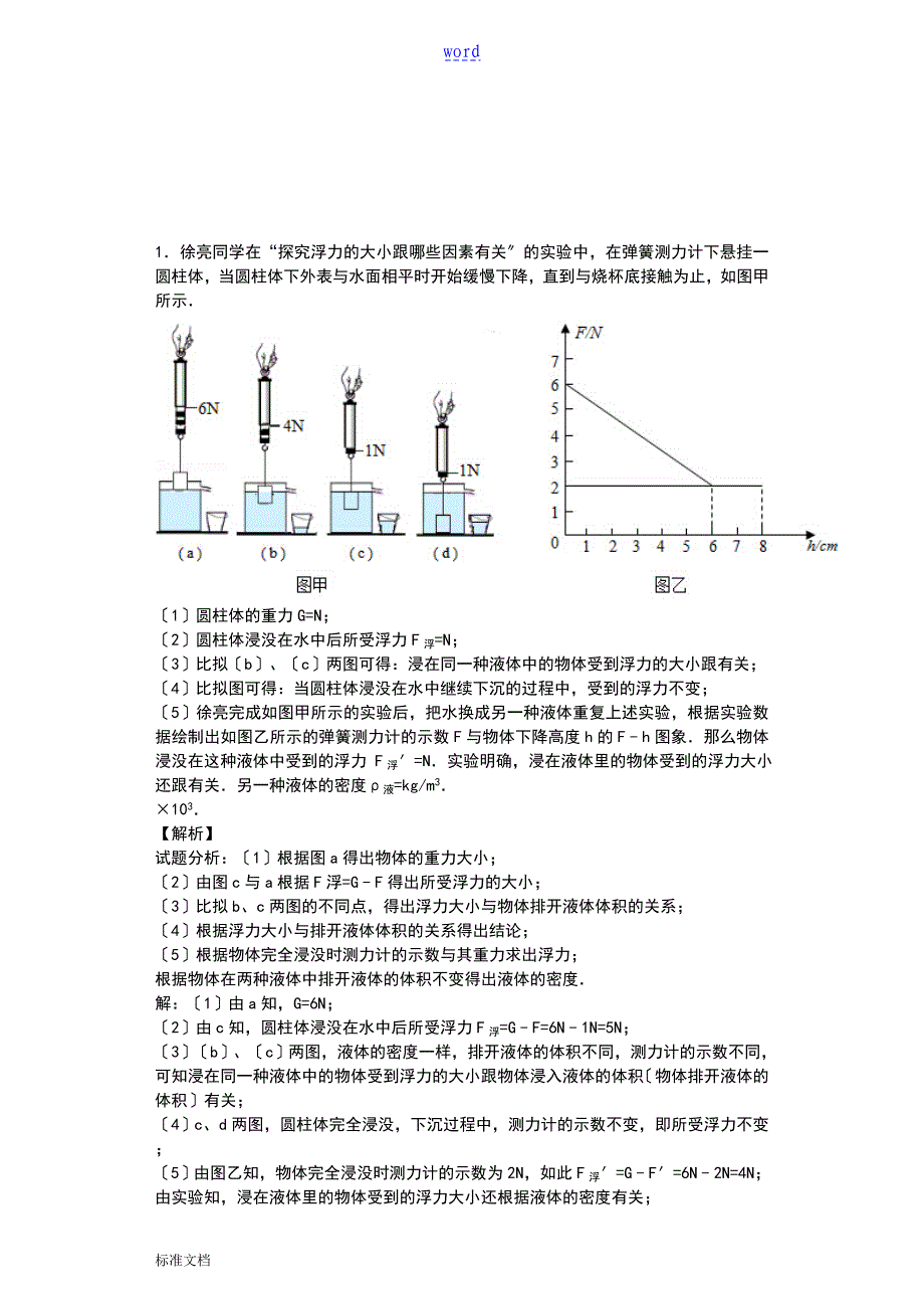 浮力实验和计算压轴题_第1页