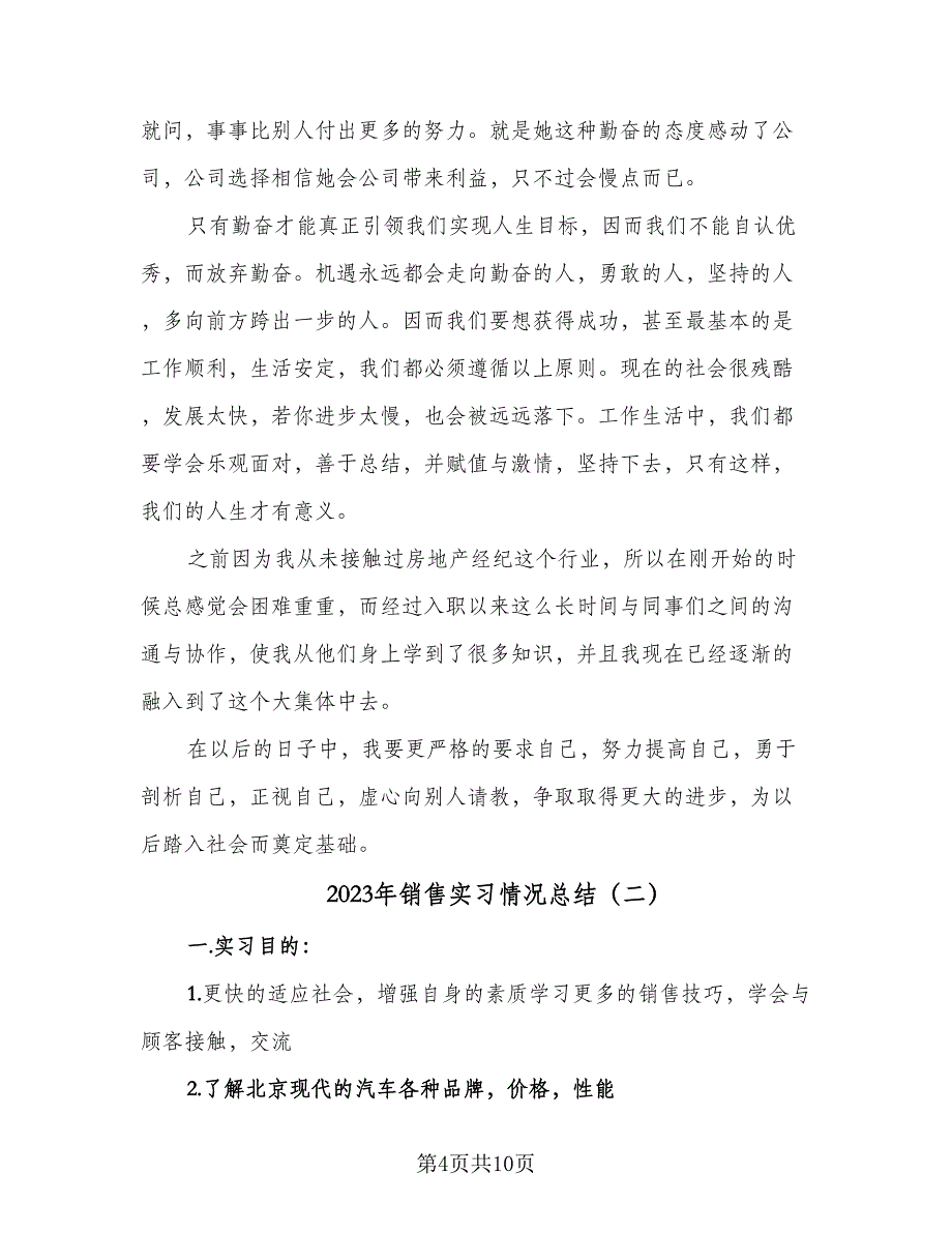 2023年销售实习情况总结（二篇）.doc_第4页