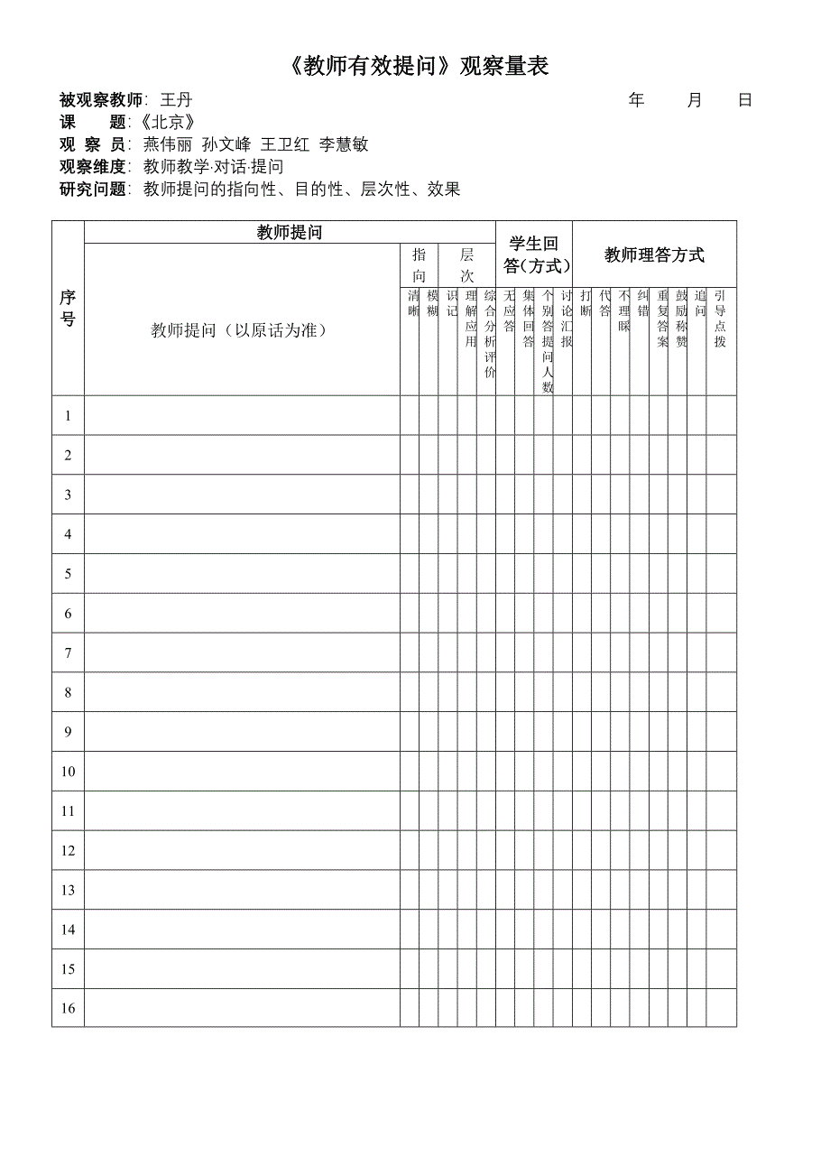 《教师有效提问》观察量表_第1页