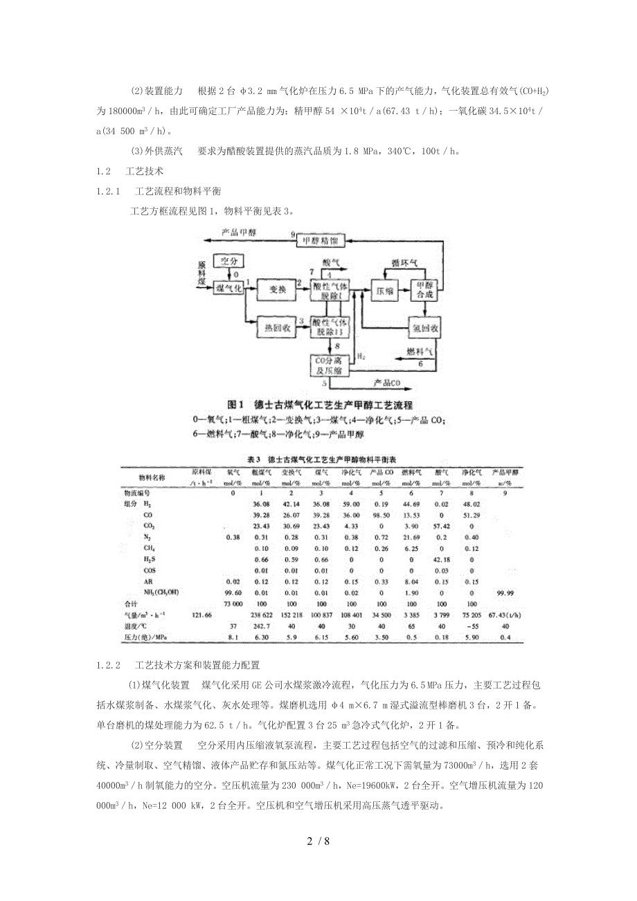 德士古煤气化和壳牌煤气化工艺生产甲醇的综合技术经济比较_第2页