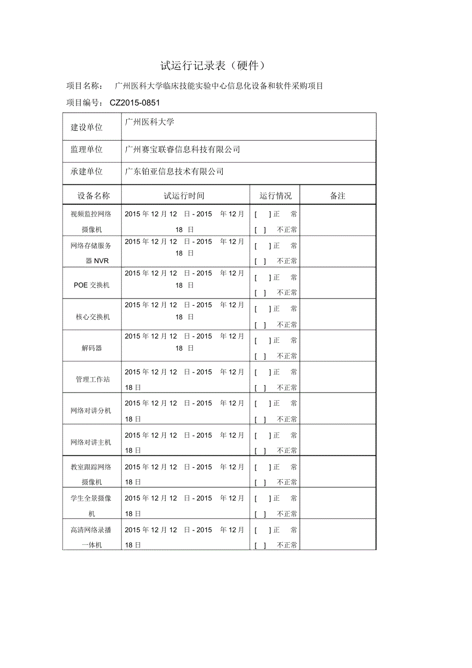 试运行记录表(硬件)_第2页