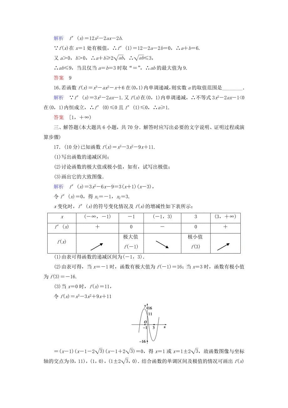 2018-2019学年高中数学第三章导数及其应用章末达标测试新人教A版选修1-1_第5页