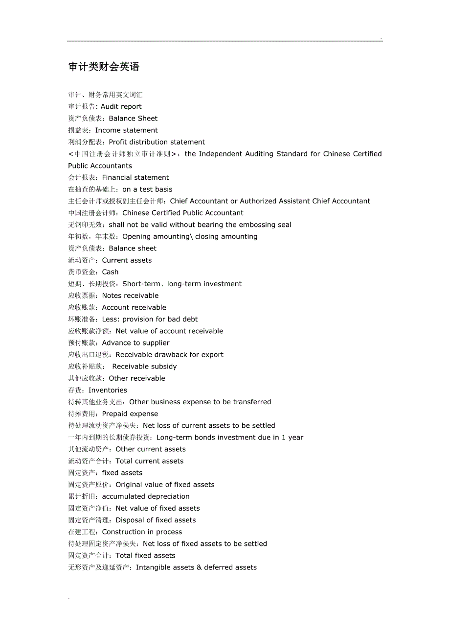 审计、财务常用英文词汇_第1页