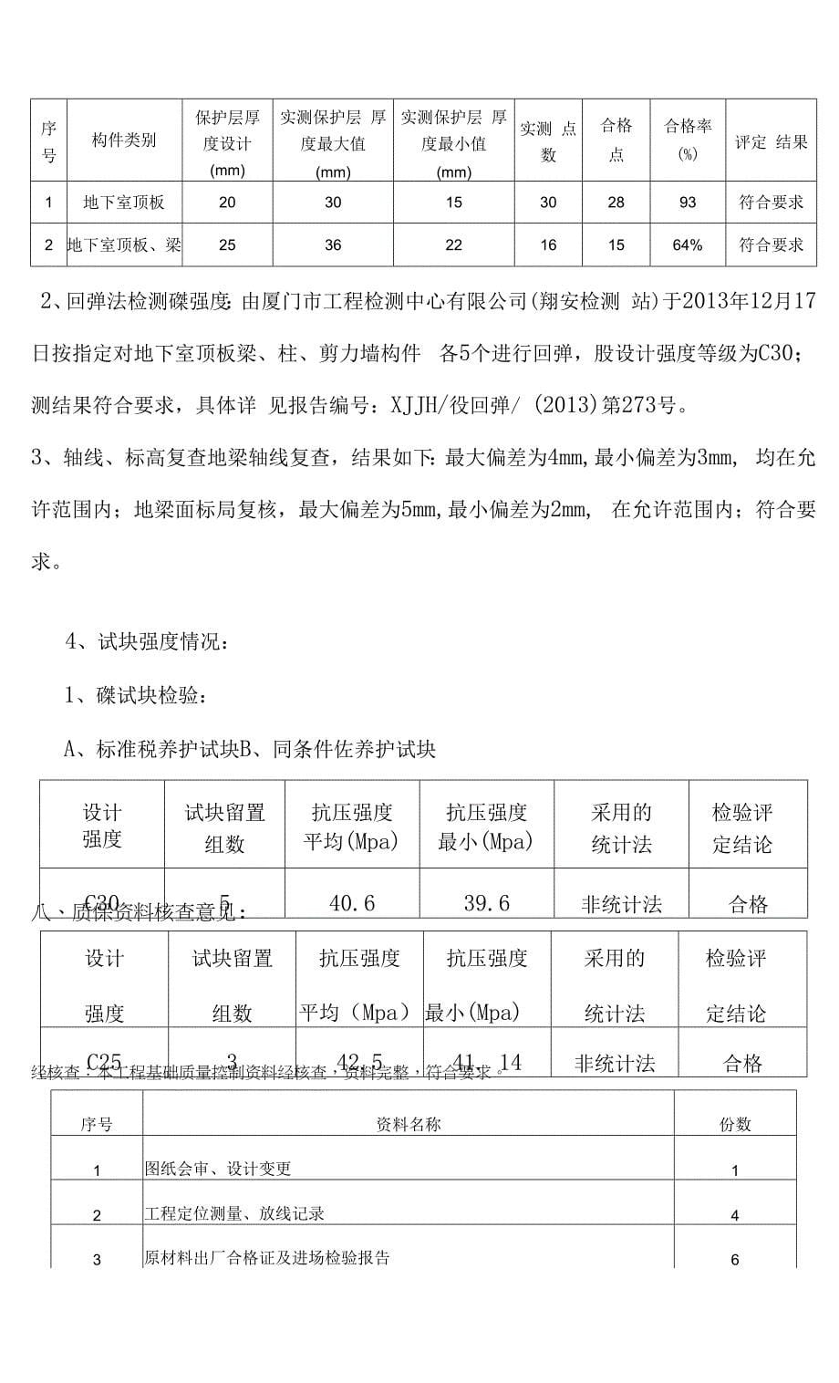 综合楼基础质量自评报告(监理厦门).docx_第5页