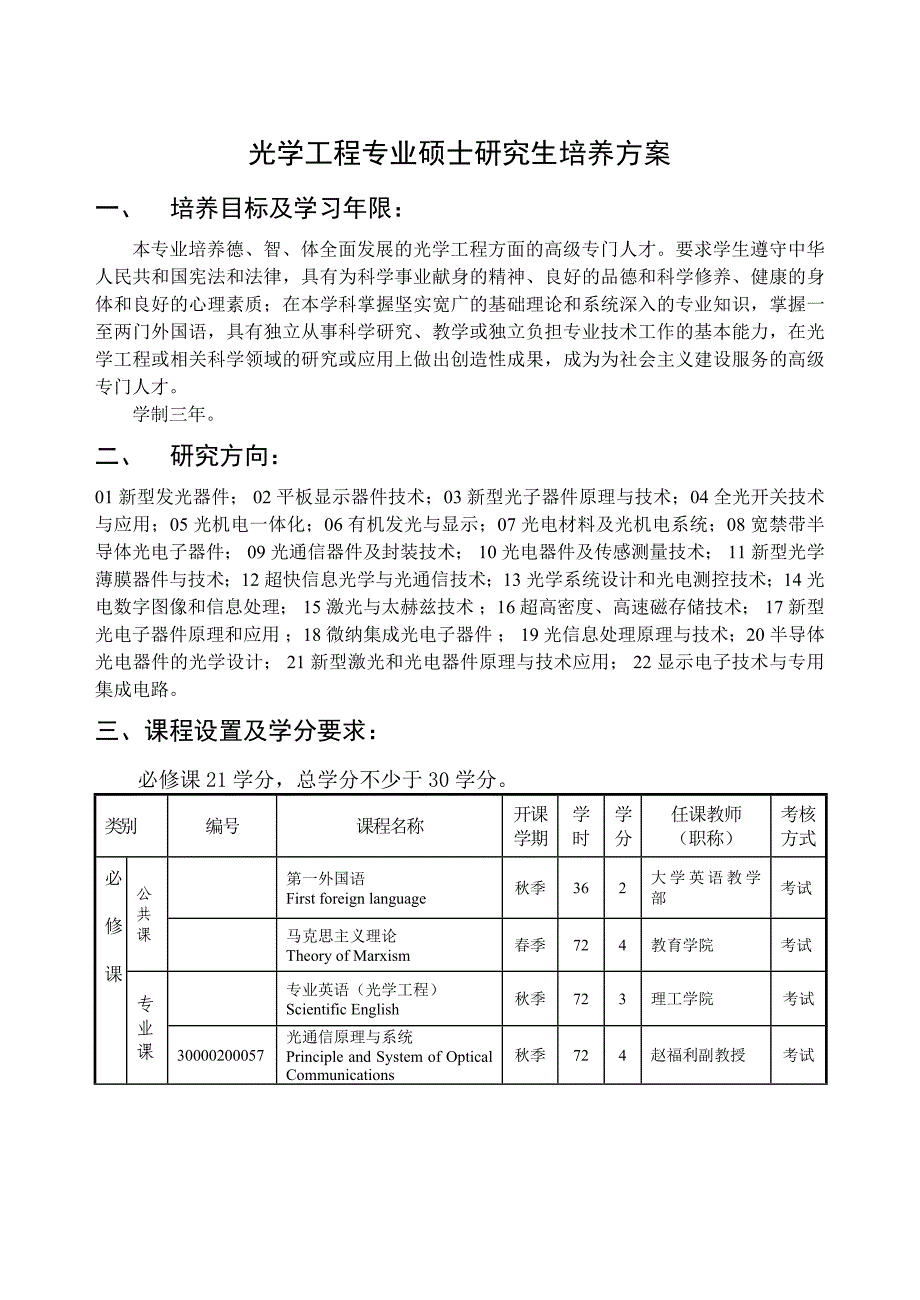 光学工程培养计划(精品)_第1页