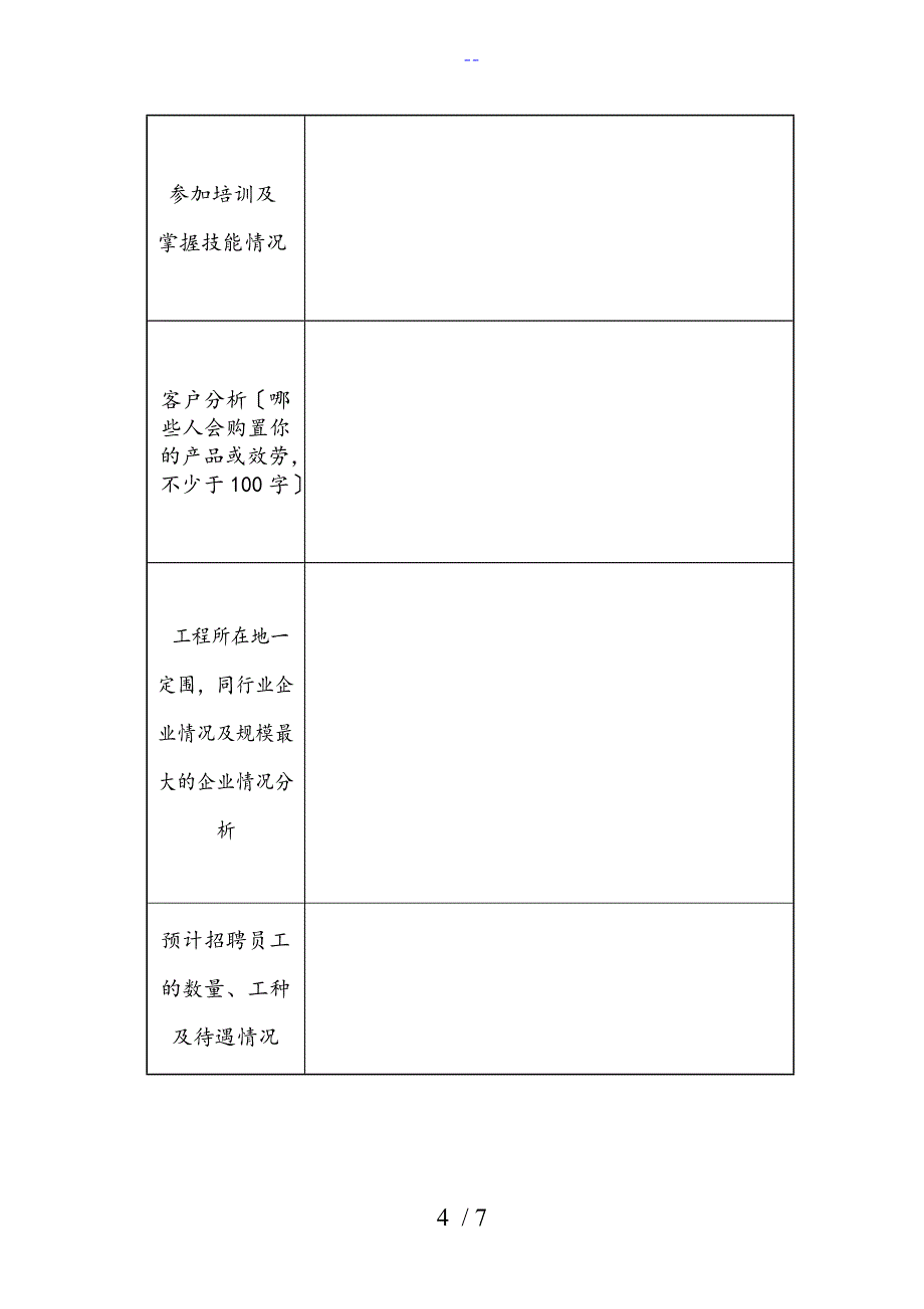 云南省鼓励创业贷免扶补创业实施计划书模板_第4页