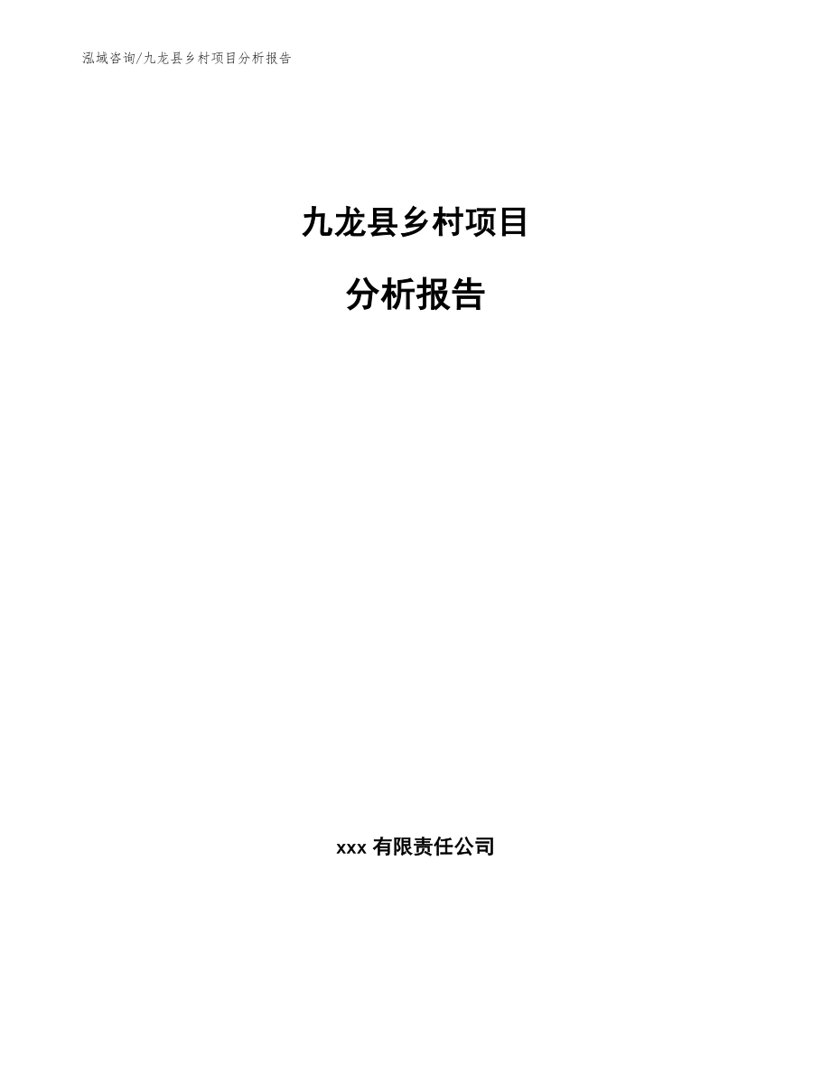 九龙县乡村项目分析报告【参考模板】_第1页