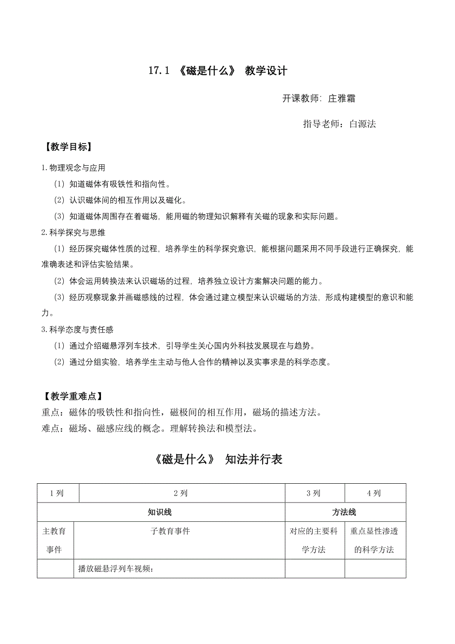 17.1 《磁是什么》 教学设计.docx_第1页