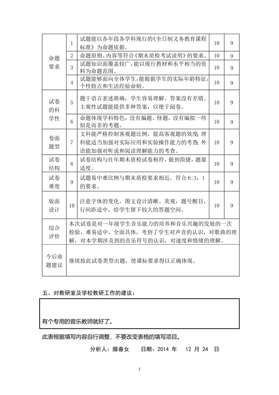 小学期末一年级音乐质量分析表 .doc_第3页