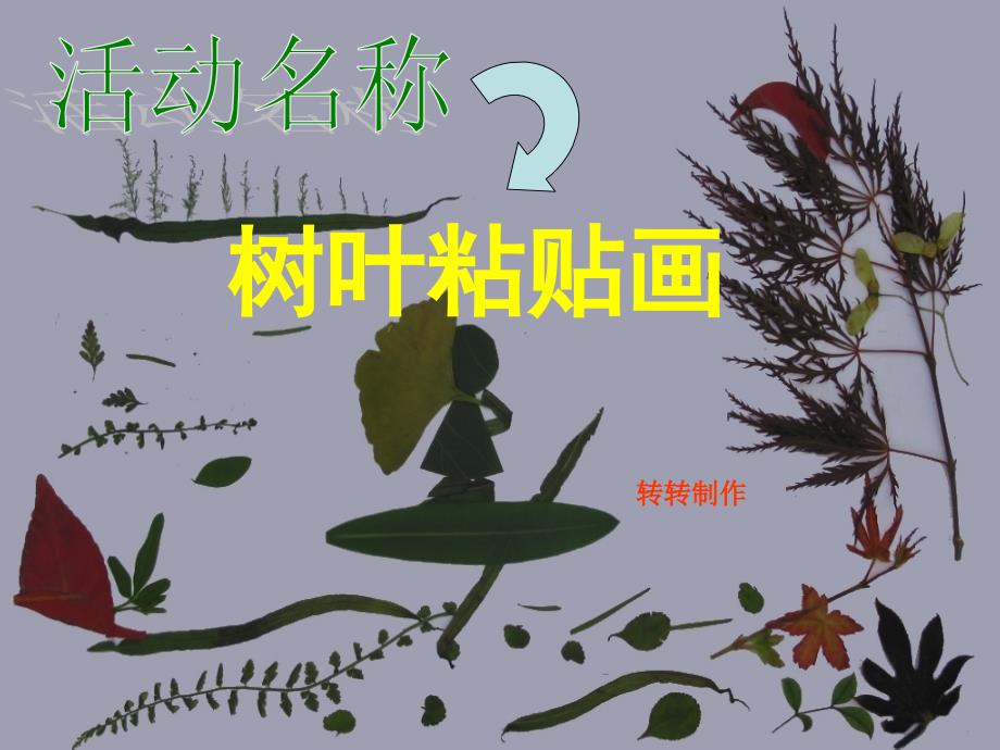 幼儿园中班“树叶粘贴画课件”-制作课件_第1页