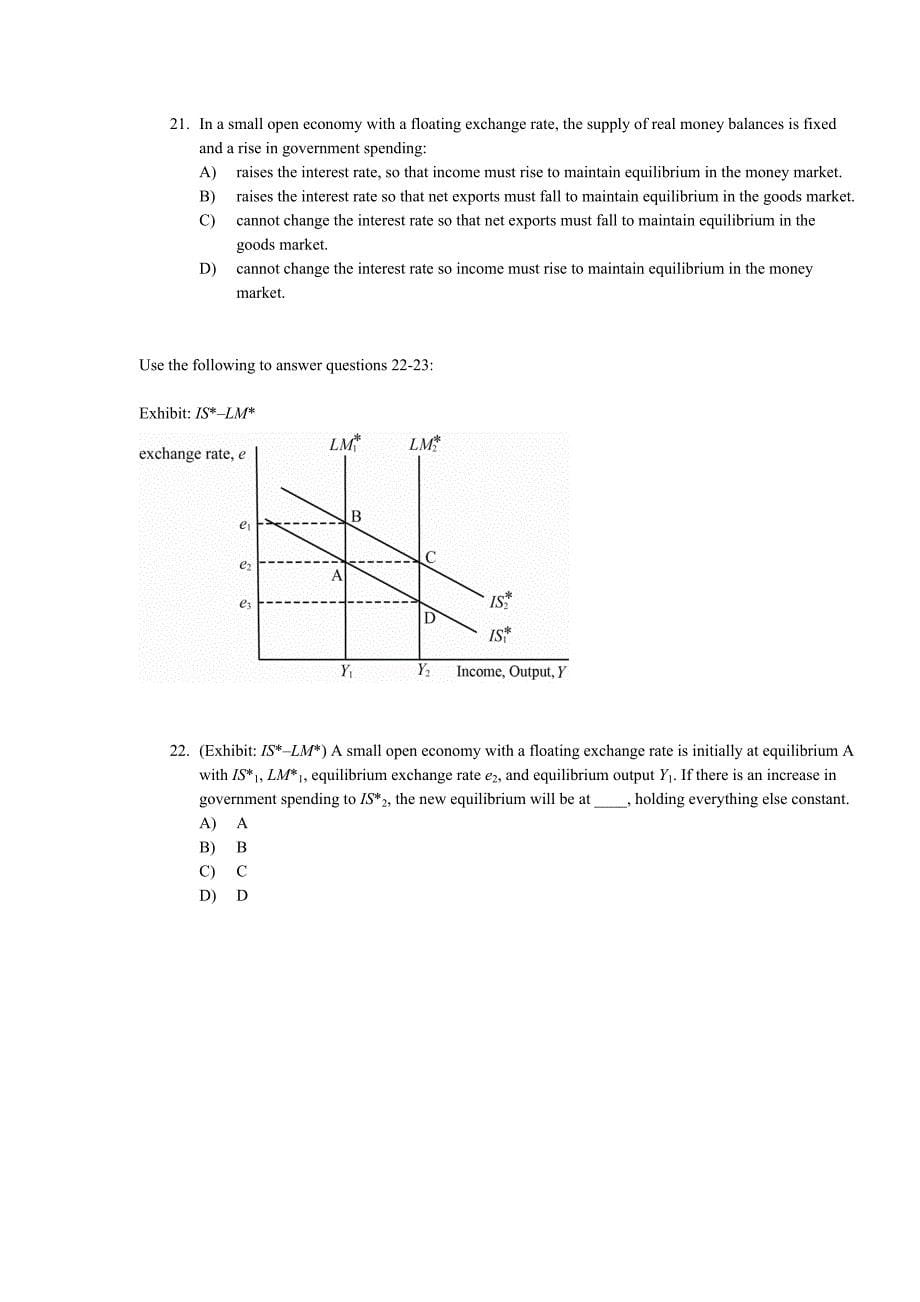 中级宏观经济学付费版题库13重访开放经济蒙代尔—弗莱明模型与汇率制度.doc_第5页