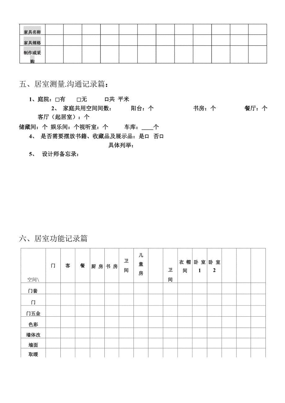 客户装修意向调查表(装饰公司必备)_第5页