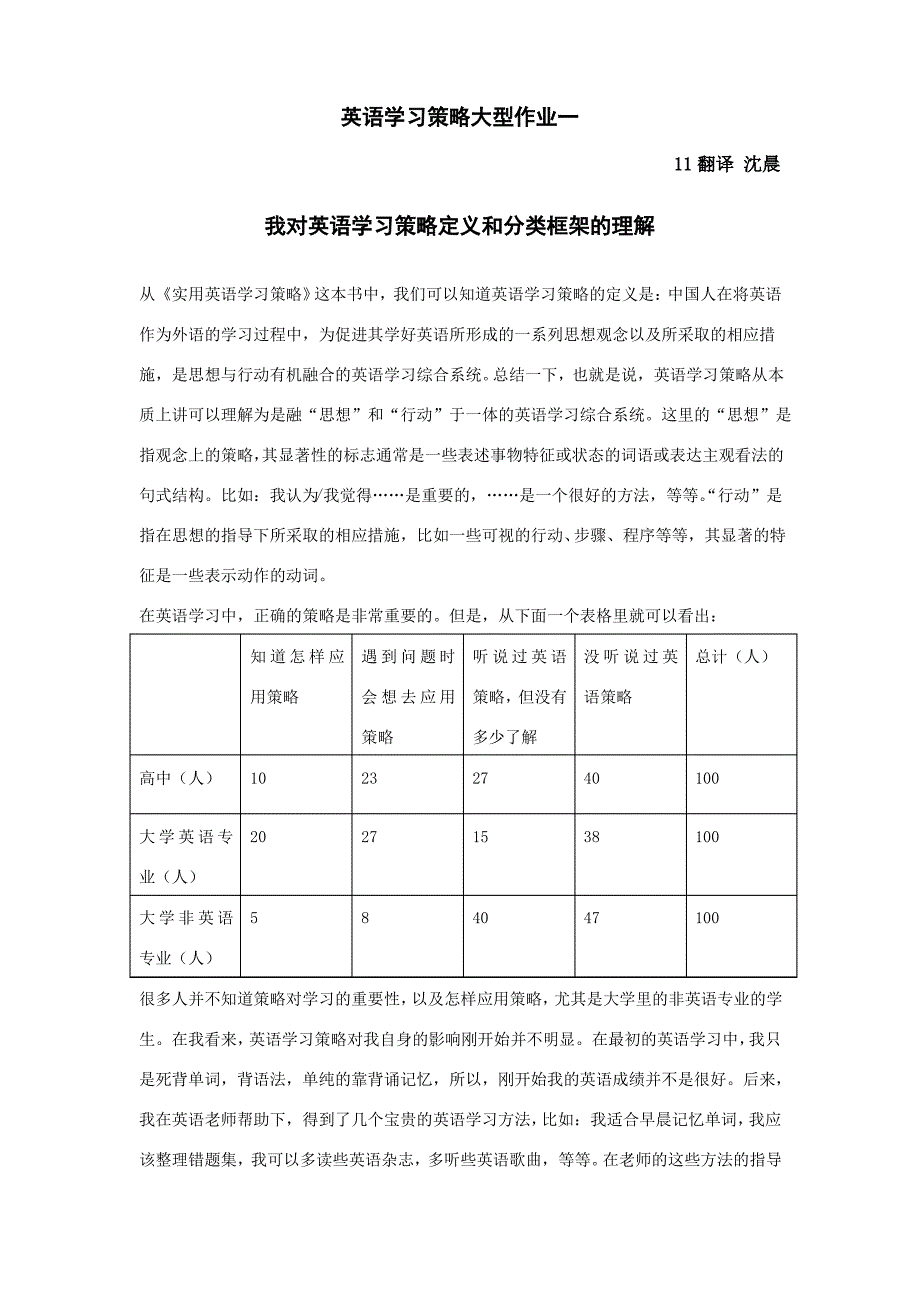 我对英语学习策略定义和分类框架的理解_第1页