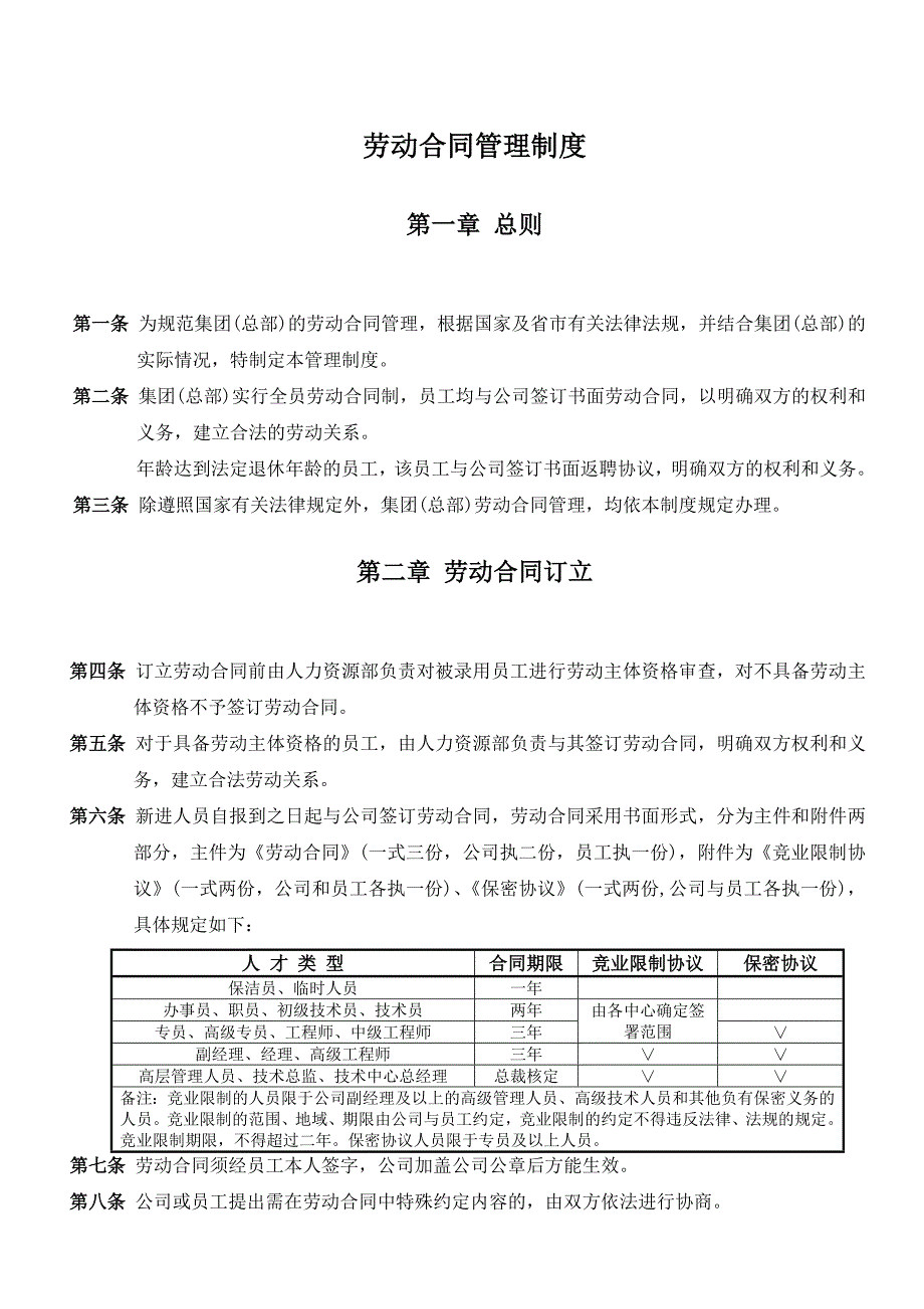 集团公司劳动合同管理制度_第2页