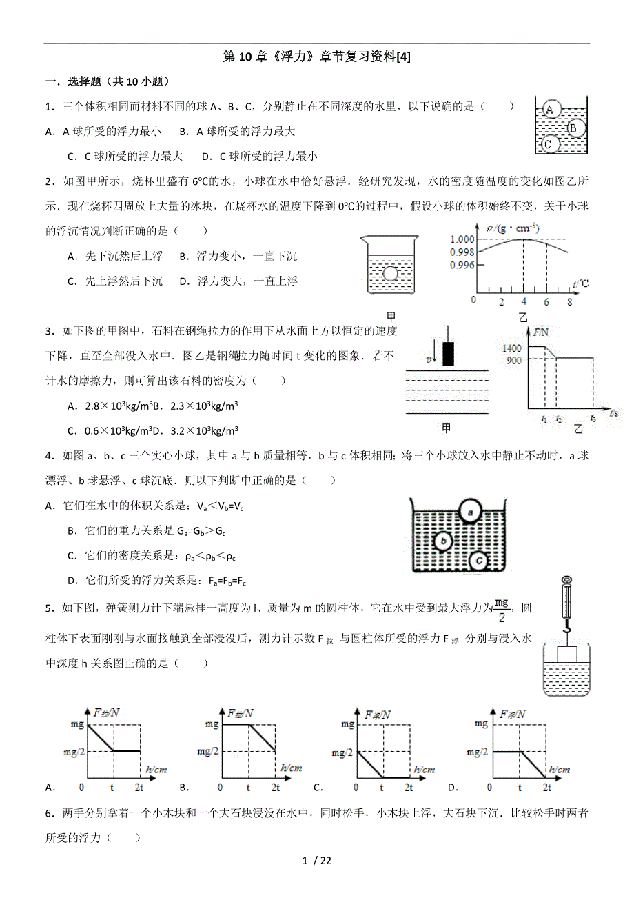 第10章《浮力》章节复习资料【4】-【含解析】_第1页