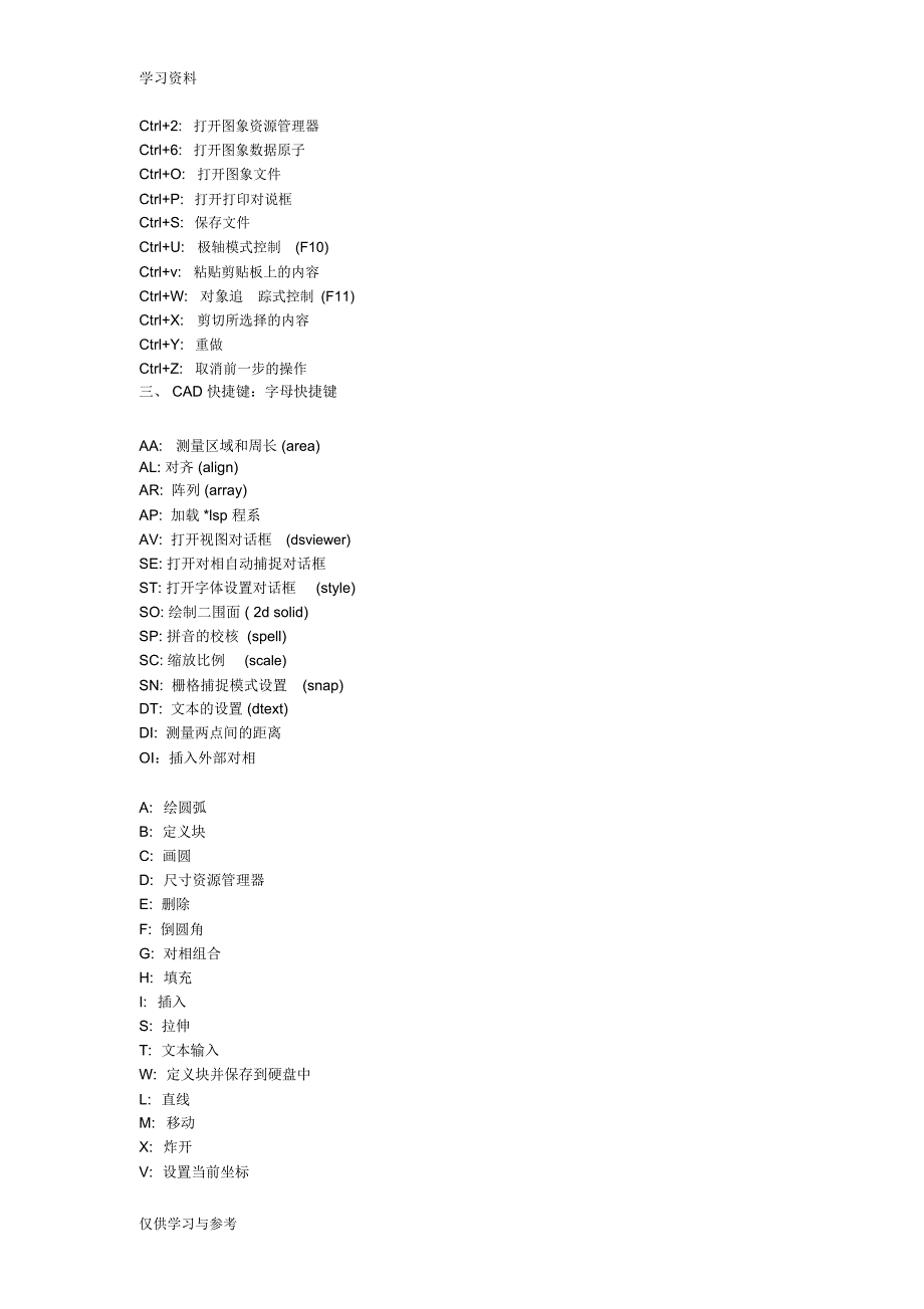 CAD快捷键大全常用CAD快捷键汇总学习资料_第2页