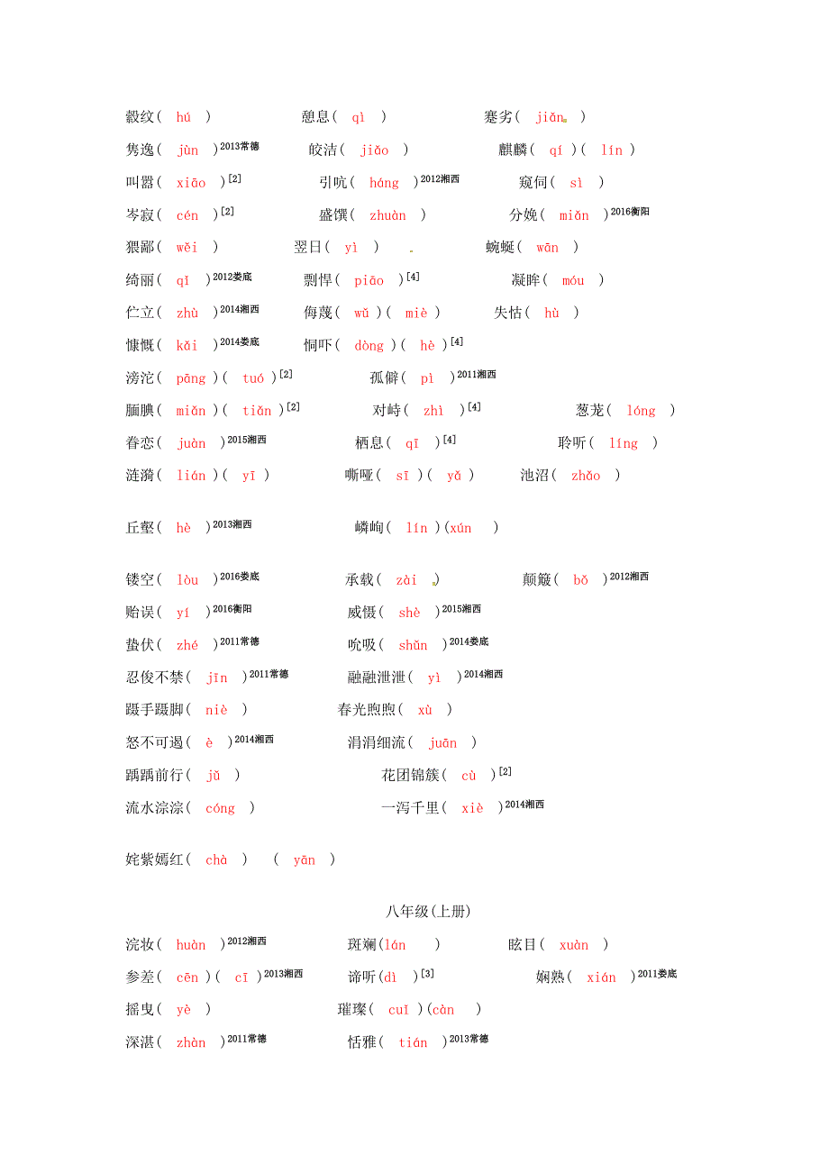 湖南中考语文字音字形(一)七～九年级教材重点字音梳理语文版_第3页