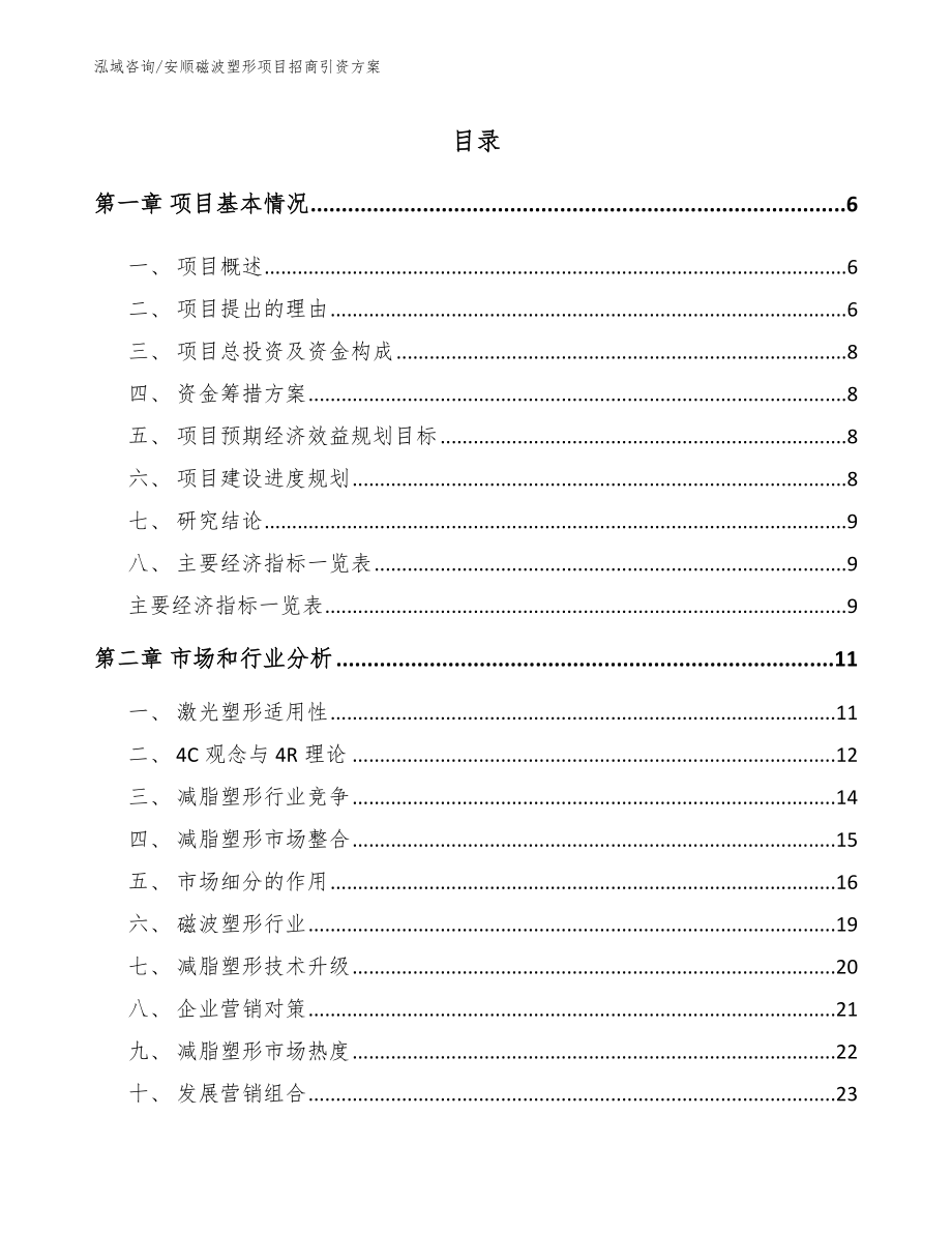 安顺磁波塑形项目招商引资方案【参考模板】_第1页