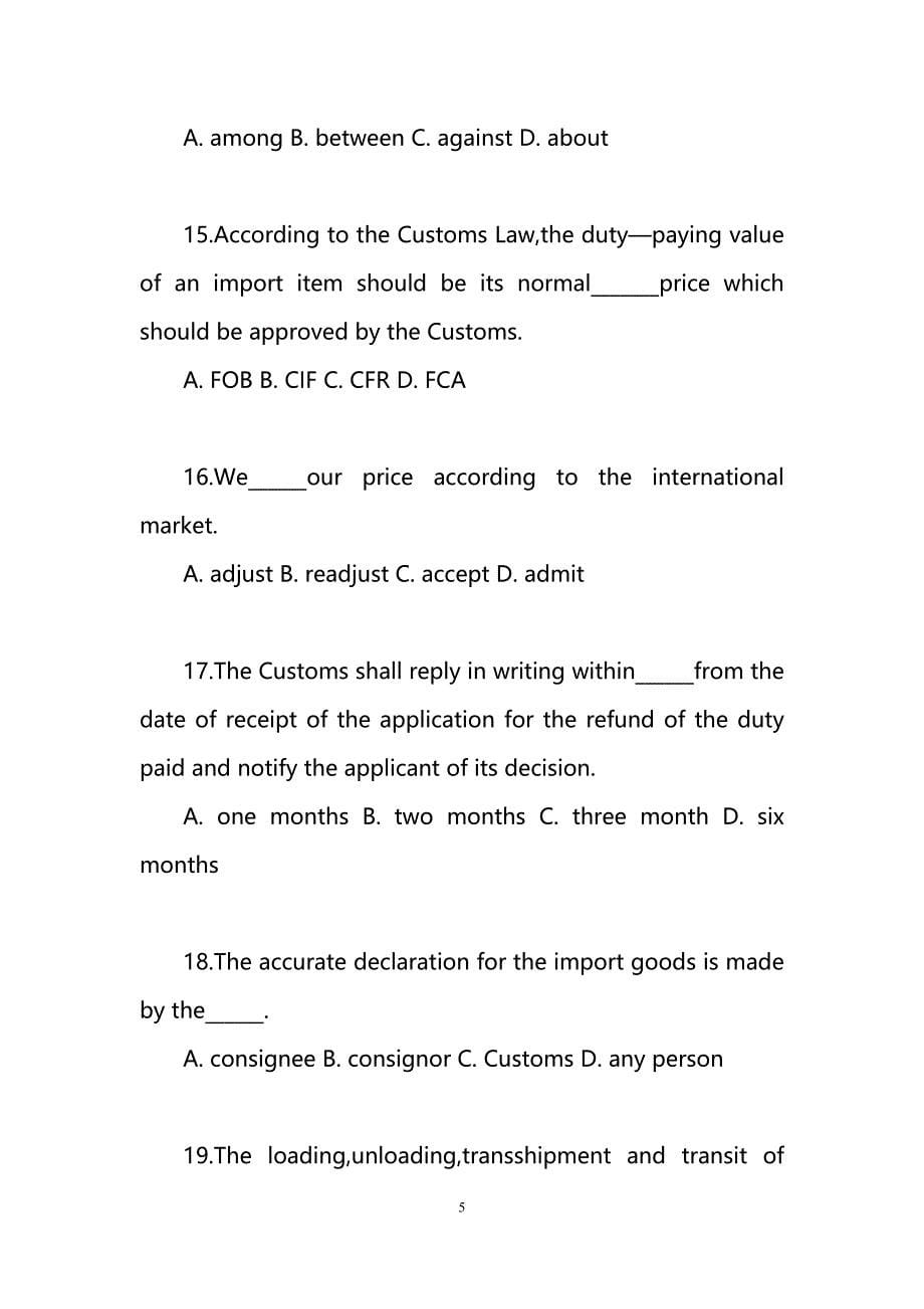 报关员考试实用报关英语试题及答案.doc_第5页