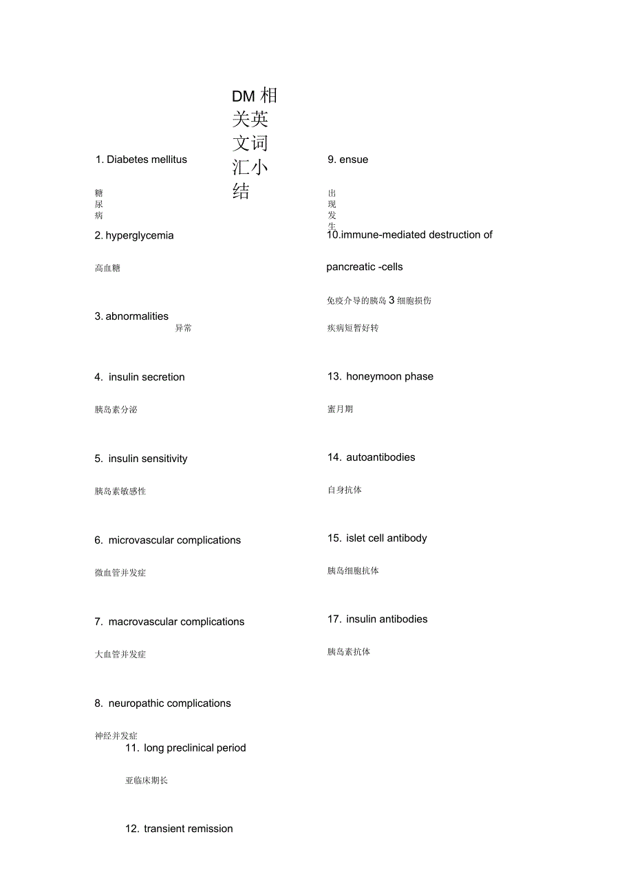 糖尿病相关英文词汇_第1页
